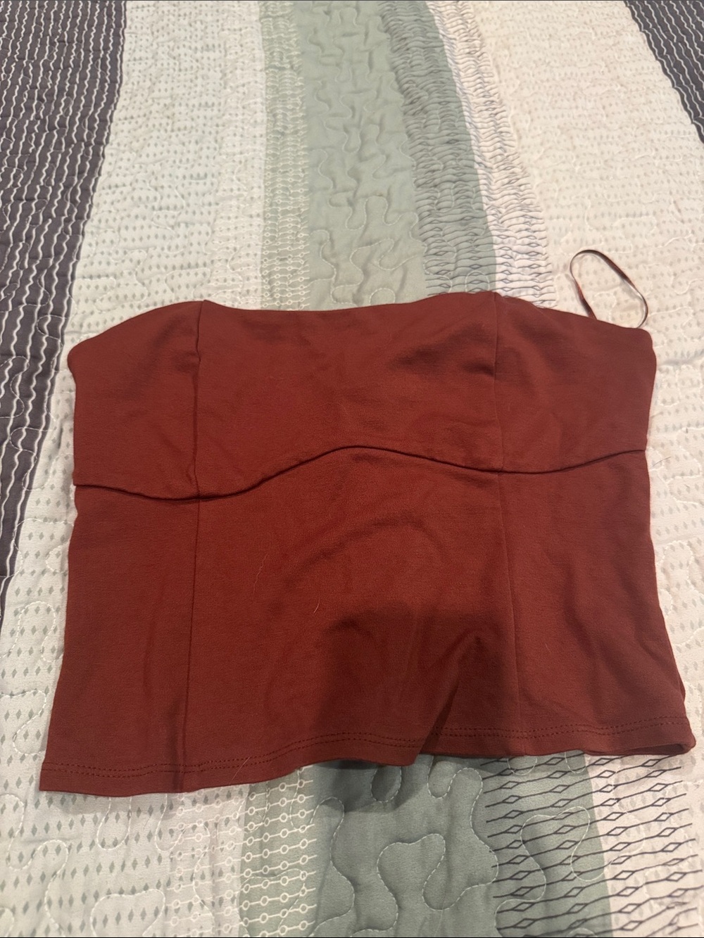 a new day Rust Smocked Strapless Crop Top - Small